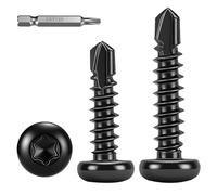 FandWay 100 Pièces Torx Vis Autoforeuse Metal Noir,M4.2x32mm Vis à Tôle Autotaraudeses et Autoperceuse Autoperforante Inox 410 Torx Tête Bombée Ronde pour Aluminium Bois Tôle Plastique.Avec 1 TX20.
