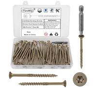 FandWay 100 Pièces Vis à Bois Torx pour Panneaux D'aggloméré 4,2x32mm Vis à Tête Fraisée,Vis Autotaraudeuses Torx Universelles Pour Construction de Toiture,Terrasse Avec 1 T25 Bits.Jaune époxy.