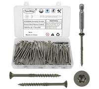 FandWay 100 Pièces Vis à Bois Torx pour Panneaux D'aggloméré 4,2x42mm Vis à Tête Fraisée,Vis Autotaraudeuses Torx Universelles Pour Construction de Toiture,Terrasse Avec 1 T25 Bits.Vert époxy.
