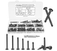 FandWay 185 Pièces Torx Vis Autoforeuse Metal Noir,M4.2 Vis à Tôle Autotaraudeses et Autoperceuse Autoperforante Inox 410 Torx Tête Bombée Ronde pour Aluminium Bois Tôle Plastique.Avec 1 TX20.