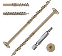 FandWay 30 Pièces Vis à Bois Torx pour Panneaux D'aggloméré 6,3x73mm Vis à Tête Ronde Disque,Vis Autotaraudeuses Torx Universelles Pour Construction de Toiture,Terrasse Avec 1 T30 Bits.Jaune époxy.
