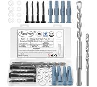 FandWay Kit de chevilles M8 pour fixation murale, vis de fixation robustes en acier inoxydable 304, vis tire-fond avec ancrages, 2 forets et rondelles pour support de montage TV, chauffe-eau