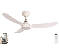 Fanelite - Brasseur d'air 107 cm blanc BAABA - Moteur DC 21W - Lumière LED 20W dimmable 3 couleurs - Télécommande - Wifi - Contrôles vocaux - 3 pales - Très silencieux