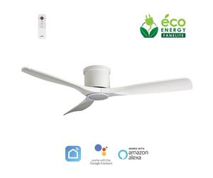 Fanelite - Brasseur d'air 132 cm blanc ARATUA - Moteur DC 35W - Lumière LED 20W dimmable 3 couleurs - Wifi - Contrôles vocaux