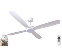 Fanelite - Brasseur d'air 132 cm blanc QAMEA - Moteur DC 30W - Lumière LED 20W dimmable 3 couleurs + RGB - Télécommande - Wifi - Contrôles vocaux - 4 pales - Très silencieux
