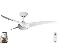 Fanelite - Brasseur d'air 132 cm blanc SAONA - Moteur DC 38W - Lumière LED 20W dimmable 3 couleurs - Télécommande - Wifi - Contrôles vocaux - 3 pales - Très silencieux