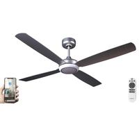 Fanelite - Brasseur d'air 132 cm gris QALITO - Moteur DC 30W - Lumière LED 20W dimmable 3 couleurs + RGB - Télécommande - Wifi - Contrôles vocaux - 4 pales - Très silencieux