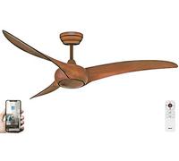 Fanelite - Brasseur d'air 132 cm imitation bois TOBAGO - Moteur DC 38W - Télécommande - Wifi - Contrôles vocaux - 3 pales - Très silencieux