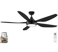 Fanelite - Brasseur d'air 137 cm noir MAUPITI - Moteur DC 35W - Lumière LED 20W dimmable 3 couleurs - Télécommande - Wifi - Contrôles vocaux - 5 pales - Très silencieux