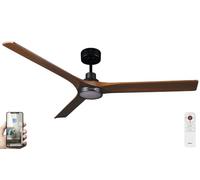 Fanelite - Brasseur d'air 142 cm noir et bois INAGUA - Moteur DC 35W - Lumière LED 20W dimmable 3 couleurs - Télécommande - Wifi - Contrôles vocaux - 3 pales - Très silencieux