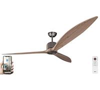 Fanelite - Brasseur d'air 164 cm gris et bois NEBA - Moteur DC 38W - Télécommande - Wifi - Contrôles vocaux - 3 pales - Très silencieux