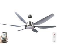 Fanelite - Brasseur d'air 168 cm gris HUAHINE - Moteur DC 55W - Lumière LED 22W dimmable 3 couleurs - Télécommande - Wifi - Contrôles vocaux - 6 pales - Très silencieux