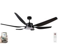 Fanelite - Brasseur d'air 168 cm noir MAKATEA - Moteur DC 55W - Lumière LED 22W dimmable 3 couleurs - Télécommande - Wifi - Contrôles vocaux - 6 pales - Très silencieux