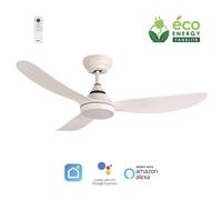 Fanelite - Ventilateur de plafond 107 cm blanc BAABA - Moteur DC 21W - LED 20W dimmable 3 couleurs - Télécommande - Wifi &Contrôles vocaux