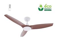 Fanelite - Ventilateur de plafond 132 cm blanc et ABS imitation bois FANDC52LND - Moteur DC 18W - LED 20W dimmable 3 couleurs - 3 pales - Silencieux