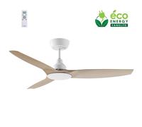 Fanelite - Ventilateur de plafond 132 cm blanc et ABS imitation bois FANDC52NC - Moteur DC 18W - 3 pales - SANS LUMIÈRE - Silencieux