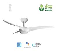 Fanelite - Ventilateur de plafond 132 cm blanc SAONA - Moteur DC 38W - LED 20W dimmable 3 couleurs - Wifi - Contrôles vocaux