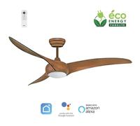 Fanelite - Ventilateur de plafond 132 cm imitation bois MAFATE - Moteur DC 38W - LED 20W dimmable 3 couleurs - Wifi - Silencieux