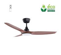 Fanelite - Ventilateur de plafond 132 cm noir et ABS imitation bois FANDC52LN-BKD - Moteur DC 18W - LED 20W dimmable 3 couleurs - 3 pales - Silencieux