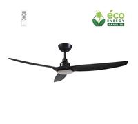 Fanelite - Ventilateur de plafond 132 cm noir FANDC52LN-BK - Moteur DC 18W - LED 20W dimmable 3 couleurs - 3 pales - Télécommande - Silencieux