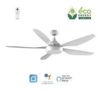 Fanelite - Ventilateur de plafond 137 cm blanc ABACO - Moteur DC 35W - LED 20W dimmable 3 couleurs - Wifi & Contrôles vocaux