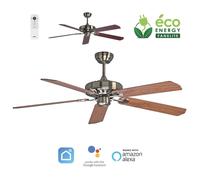 Fanelite - Ventilateur de plafond 152 cm SIROCO - Moteur DC 38W - Télécommande - Wifi&Contrôles vocaux - 5 pales - Très silencieux