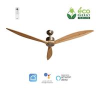 Fanelite - Ventilateur de plafond 164 cm gris et bois NEBA - Moteur DC 35W - Télécommande - Wifi - Très silencieux