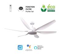 Fanelite - Ventilateur de plafond 168 cm blanc RANGIROA - Moteur DC 55W - LED 22W 3 couleurs - Silence + PURIFICATEUR D'AIR INCLUS
