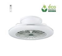 Fanelite - Ventilateur de plafond 38 cm blanc EXUMA - Moteur DC 20W - Lumière LED 36W dimmable 3 couleurs - Télécommande - 7 pales - Très silencieux