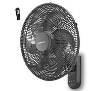 Fanelite - Ventilateur mural W1860-RPG - Hélice 45 cm - 3 vitesses - télécommande - Minuterie - Grilles et hélice plastiques - Oscillant ou fixe