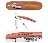 Fanery Sue 3-en-1 Tire-Bouchon Limonadier Professionnel（Bois d'ébène） | Acier Inoxydable, Gravé Personnalisable, Avec Coupe-Capsule et Décapsuleur, Cadeau Saint-Valentin
