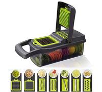 FANFX Mandoline de Cuisine 12 en 1 - Trancheuse Alimentaire en Acier Inoxydable Avec 7 Lames pour Pommes de Terre, Fromage, Salade et Zoodle