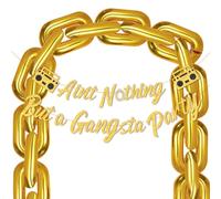 Fangleland Décorations de fête Hip Hop « Ain't Nothing But a Gangsta » - Bannière avec chaîne - Ballons rétro années 70, 80, 90 - Radio gonflable Boombox Decor