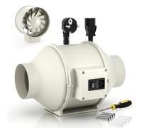 FanGoFast Extracteur d'air 100mm Réglable, 230V Ventilateur extracteur d'air Silencieux avec IEC EU Plug ent 1,5 m de Cordon d'alimentation EU pour VMC Salle de Bain, Cuisine et Garage