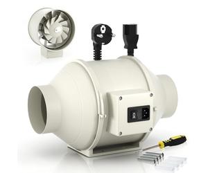 FanGoFast Extracteur d'air 100mm Réglable, 230V Ventilateur extracteur d'air Silencieux avec IEC EU Plug ent 1,5 m de Cordon d'alimentation EU pour VMC Salle de Bain, Cuisine et Garage