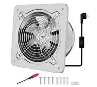 FanGoFast Ventilateur Extracteur d'air 150mm Silencieux 525 m³/h avec Clapet Anti-Retour Puissant en Métal avec Prise Européenne pour Cuisine Salle de Bain Garage (Argenté, 150mm)