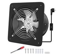 FanGoFast Ventilateur Extracteur d'air 200mm Silencieux 980m³/h avec Clapet Anti-Retour Puissant en Métal avec Prise Européenne pour Cuisine Salle de Bain Garage (Noir, 200mm)