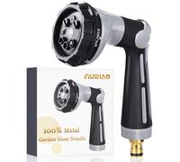 FANHAO Pistolet arrosage Métal, 8 Modes, valve marche/arrêt au pouce | Haute Pression arroseur jardin, débit réglable, poignée antidérapante, idéal pour pelouse, voiture, animaux et jardin