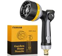 FANHAO Pistolet arrosage robuste, ContrôLe au Pouce, Haute Pression | Buse métal arroseur jardin, 10 modes de pulvérisation, poignée antidérapante, idéal pour l'arrosage des plantes, jaune
