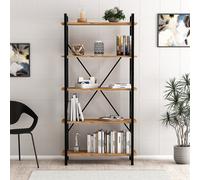 Fani bibliothèque design en métal - 5 étagères - bois et noir