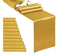 Fani Lot de 10 chemins de Table en Satin doré 30,5 x 274,3 cm de Long pour Mariages, décorations pour fêtes d'anniversaire, banquets, remises de diplôme, fiançailles, chemins de Table rectangulaires