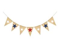 Fanion Américain en Lin pour Fête de L'indépendance, Décor | Guirlande Décorative à Étoiles, Bords Thermocoupés, Tenue des Couleurs, pour Fête et Jardin Couleur Aléatoire