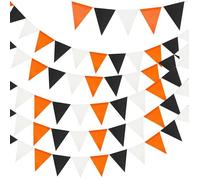 Fanion jute Halloween noir orange 20 m, 60 triangles, 4x5 m noir orange blanc