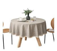 FANIVIN Coton Lin Nappe Ronde Famille Hôtels Banquets Imperméable Nappes Kaki 240cm de diamètre