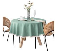 FANIVIN Coton Lin Nappe Ronde Famille Hôtels Banquets Imperméable Nappes Vert Clair 260cm de diamètre