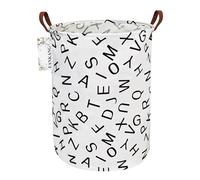 FANKANG Panier à linge pliable en lin, grand, pour chambre d'enfant, jouets, chambre d'enfant, maison, panier cadeau, bureau, chambre à coucher, vêtements (alphabet rond)