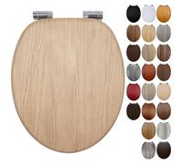 Fanmitrk Lunette de toilette en bois avec charnières solides réglables à fermeture douce, sièges de toilette ovales en bois MDF (JHE100-1-01)