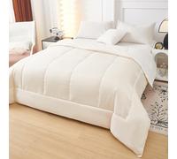 Fanny & Céline Couette Chaude 600 GSM Bicolore Réversible 240x260cm Confortable Douceur extrême MING19-2442 Blanc cassé + Blanc