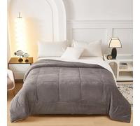 Fanny & Céline Couverture Lux 650 GSM Sherp Flanelle Réversible 220x240cm Double Face rembourrée Super Chaude et Douce DBPV-015 Gris