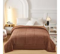 Fanny & Céline Couverture Lux 650 GSM Sherp Flanelle Réversible 240x260cm Double Face rembourrée Super Chaude et Douce DBPV-017 Chameau Chameau